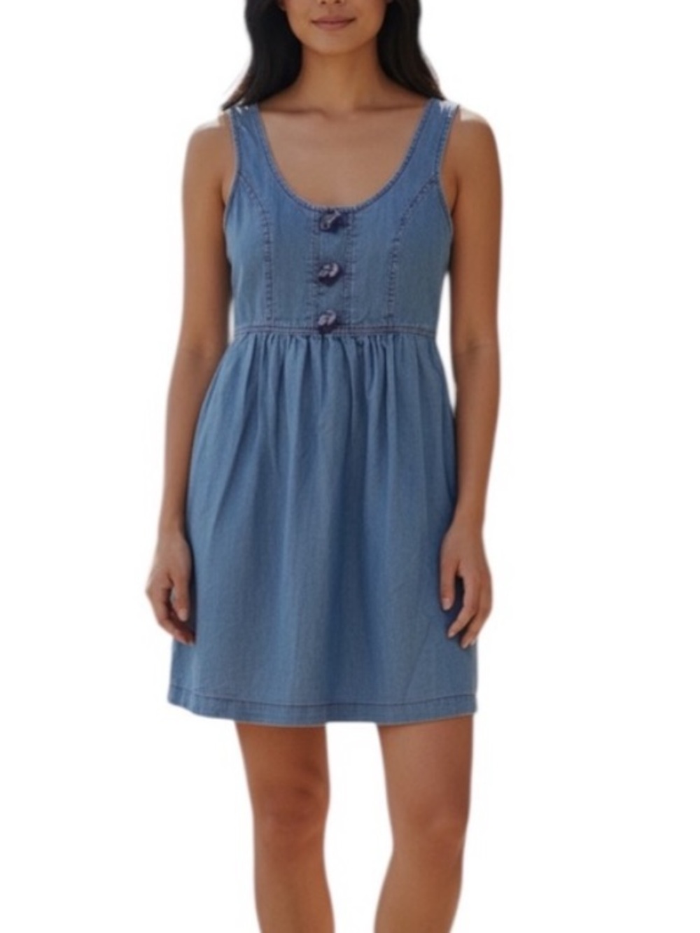 ANTHRO TIBI CORSET BACK BLUE DEMIN SLEEVELESS MINI DRESS 0 Minimalist